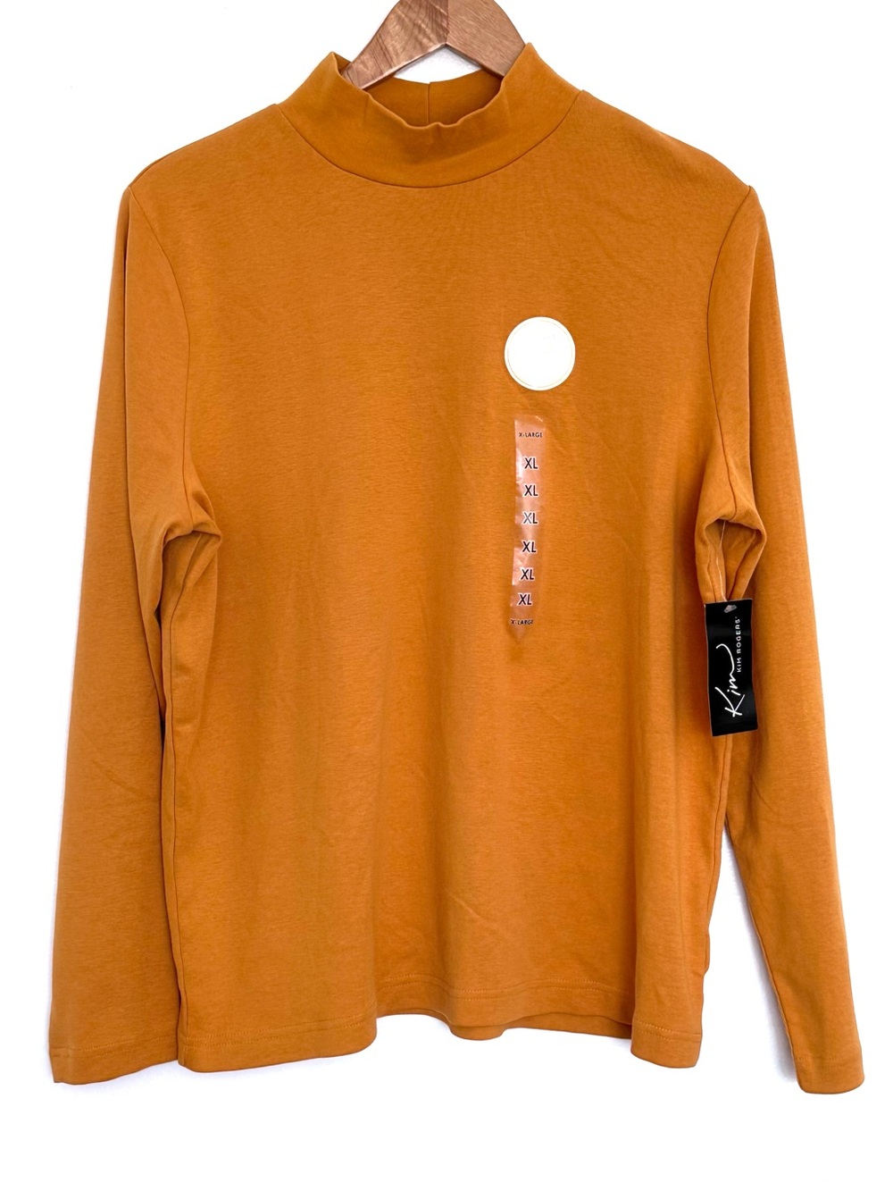 NWT Kim Rogers Shirt Women’s XL Yellow Cotton Turtleneck Long Sleeve Top